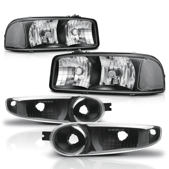 M-AUTO Headlights Assembly for 01-07 GMC Sierra, 01-06 GMC Yukon Denali, Yukon XL 1500 Denali Truck, Black Housing Clear Lens Clear Corner