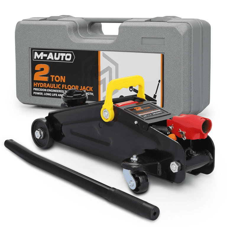 M-AUTO Heavy Duty Hydraulic Trolley Service/Floor Jack with Blow Mold  Carrying Storage Case, 2 Ton (4,000 lb) Capacity, Black