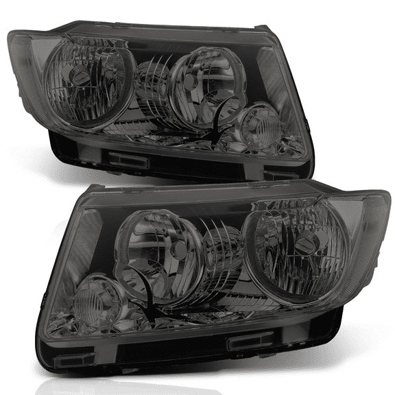 M-AUTO Pair Chrome Housing Smoke Lens Clear Corner Headlights for 11 12 13 Jeep Grand Cherokee Driver and Passenger Side