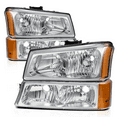 thumbnail image 1 of M-AUTO Pair Headlamp Replacement for 03 04 05 06 07 Chevy Silverado/Avalanche Truck, Chrome Housing Clear Lens Amber Corner, 1 of 8