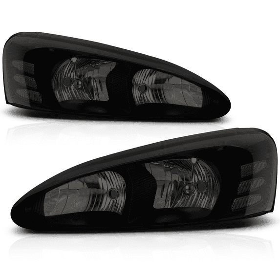 M-AUTO Pair Replacement Headlight Assembly for 04 05 06 07 08 Pontiac Grand Prix, Black Housing Smoke Lens Clear Corner