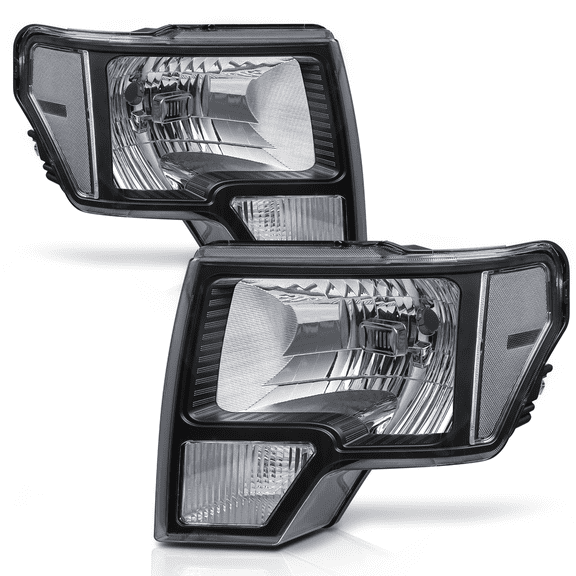 M-AUTO Replacement Headlights for 2009 2010 2011 2012 2013 2014 Ford F150 Pickup, Left Driver and Right Passenger Side Head Lights