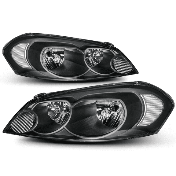 M-AUTO Set of 2 Black Clear Side Turn Corner OE Style Headlight for 2006-2013 Chevrolet Impala, 2014-2016 Impala Limited, 2006-2007 Monte Carlo