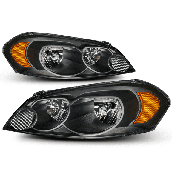 M-AUTO Set of 2 Left+Right Black Housing Amber Corner Headlight for 2006-2013 Chevrolet Impala, 2014-2016 Impala Limited, 2006-2007 Monte Carlo