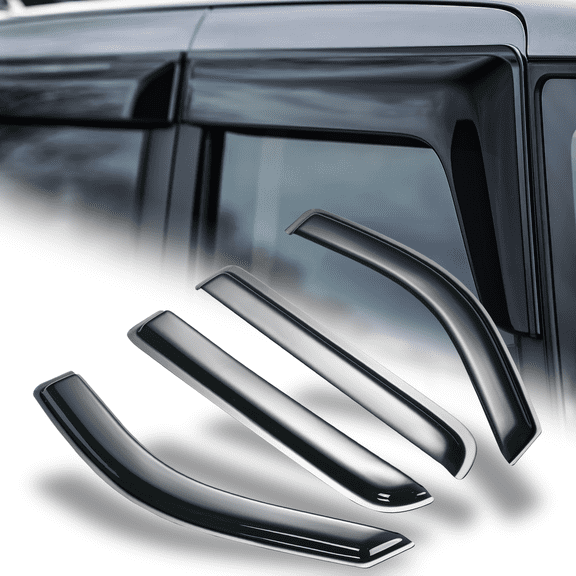 M-AUTO Set of 4 Outside Mount Window Visor Deflector Rain Guards Smoke Tinted for 2004-2008 Ford F-150 Crew Cab