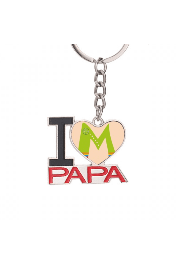 M Alphabet Orange Fruit Cute Pattern Keychain Metal Keyring Holder Love PAPA Father
