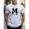 thumbnail image 1 of M And Reflection Graphic Print, Men's Novel Graphic Design T-shirt, Casual Comfy Tees For Summer, Men's Clothing Tops For Daily Activities, 1 of 9