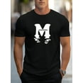 thumbnail image 1 of M And Reflection Graphic Print, Men's Novel Graphic Design T-shirt, Casual Comfy Tees For Summer, Men's Clothing Tops For Daily Activities, 1 of 8