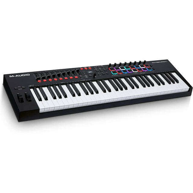 M-Audio Oxygen Pro 61 Key USB MIDI Keyboard Controller with Beat Pads, Assignable knobs, Buttons & faders and Software suite included