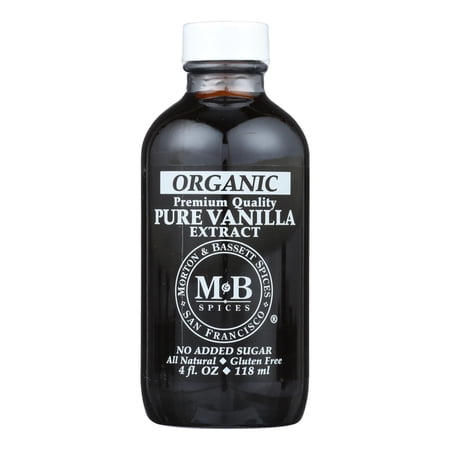 M&B Spices Organic Pure Vanilla Extract - Case of 3 - 4 OZ