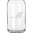 thumbnail image 1 of M Bix Script Monogram Etched 16oz Libbey Can Glass, 1 of 1