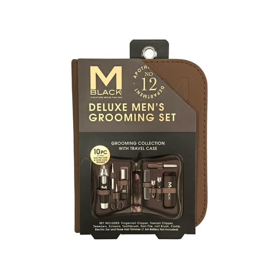 M Black Mens Grooming Kit, Brown, 10 Piece
