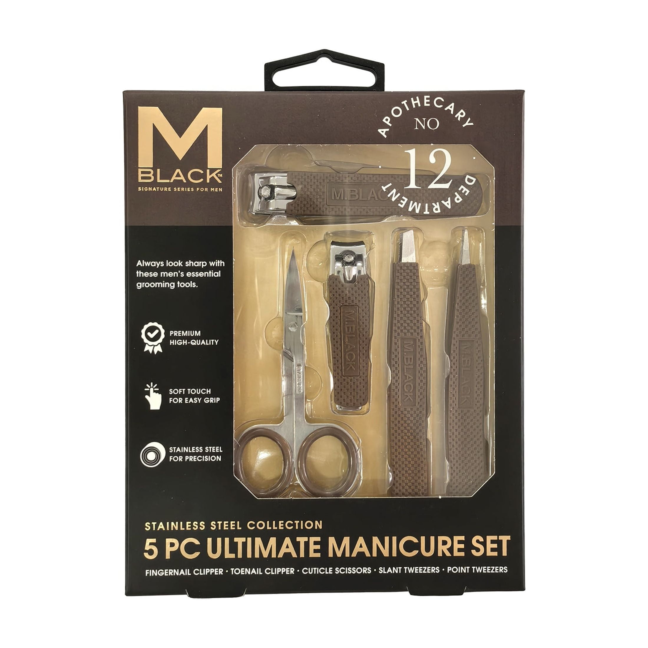 M Black Stainless Steel Manicure Set, Adult, 5 Piece - Walmart.com