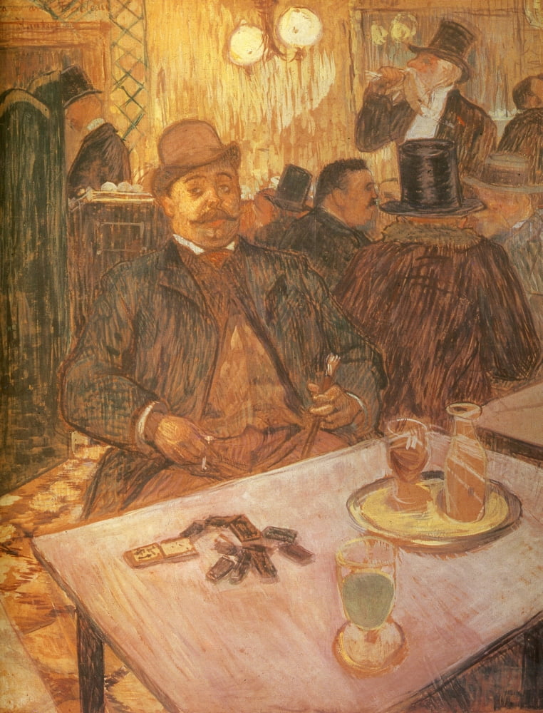 M Boileau at the Cafe 1893 Canvas Art - Henri de Toulouse-Lautrec (24 x 36)