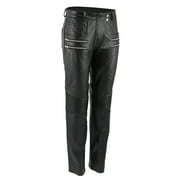 M Boss Motorcycle Apparel BOS26500 Women's 'Vixen' Black Leather Motorcycle Pants with Quilted Belt Detailing 0