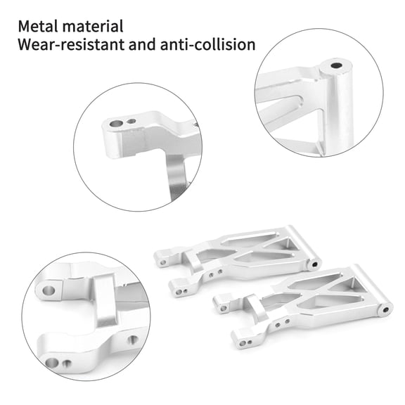 M Buder 1/10 Scale RC Car Metal Rear Swing Arm Replacement Part for WLtoys 104001 Off-Road Buggy Upgrade Accessories, Sturdy Suspension Component (Silver)
