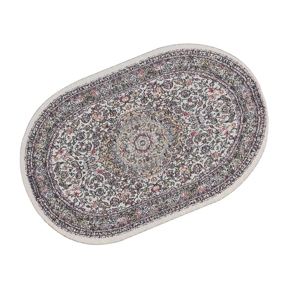 M Buder 1/12 Miniature Rug Vintage Woven Dollhouse Carpet Magic Floor Mat for Dollhouse Decoration Accessories, Classic Retro Oval Rug Design (5.9 inches / 15 cm)