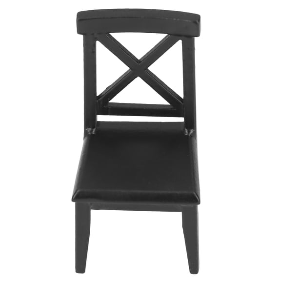 M Buder 1:12 Scale Dollhouse Chair Classic Style Wooden Black Miniature Furniture Accessory, Birch Wood 1.69 inches