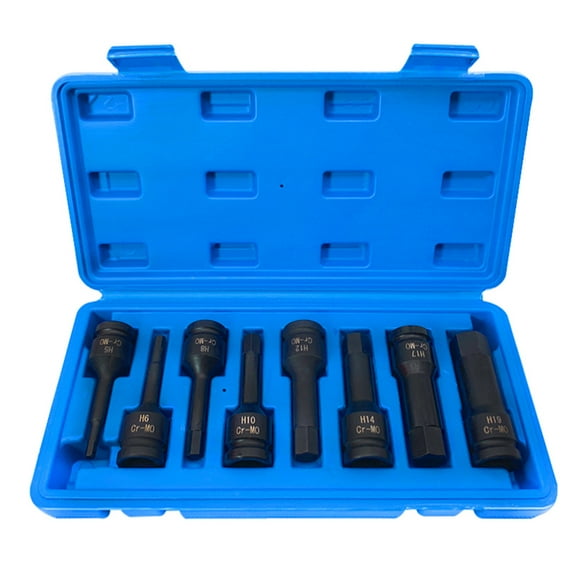 M Buder 1/2in Drive Allen Wrench Hex Bit Impact Socket Set H5-H19 Automotive Repair Hand Tools with Portable Storage Box (10.6 inches / 26.9 cm, 3 lbs / 1360 g) for Professional and DIY Mechanics