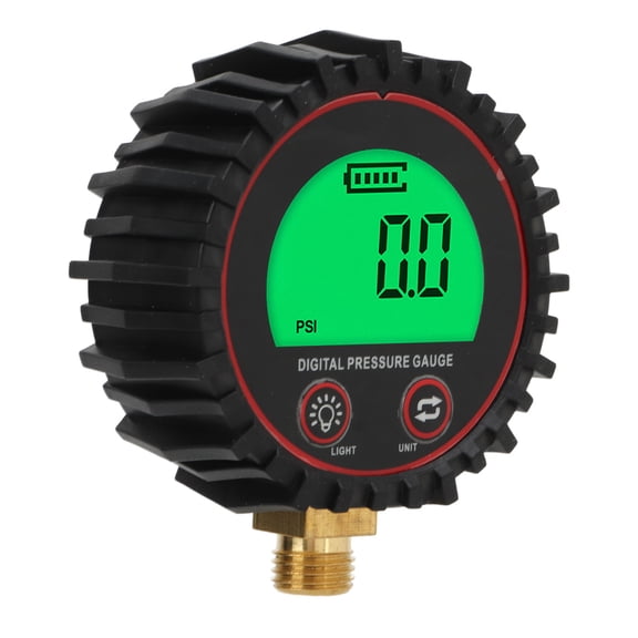 M Buder 1/4 Inch Digital Tire Pressure Gauge 255 PSI 4 Units Switchable Air Inflator with LED Light Heavy Duty Copper Joint for Cars Trucks Motorcycles SUVs RVs Red (3.94 in / 10 cm)