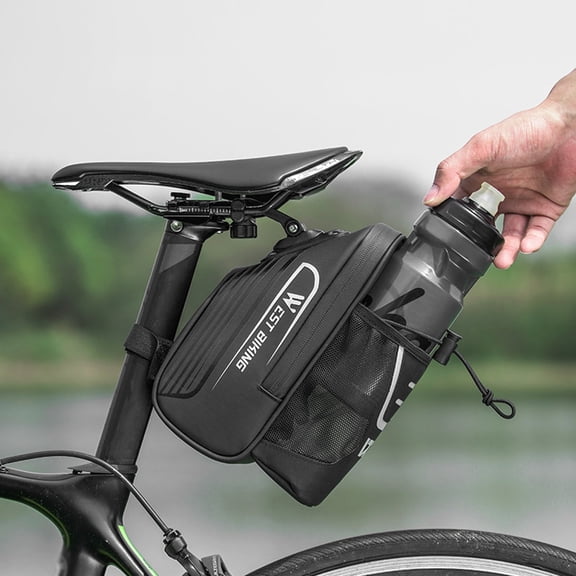 M Buder 1.6L Large Capacity Waterproof Bicycle Saddle Bag Mountain Road Bike Tail Pannier Rear Rack Trunk Bag Water Bottle Holder Cycle Accessories, Black