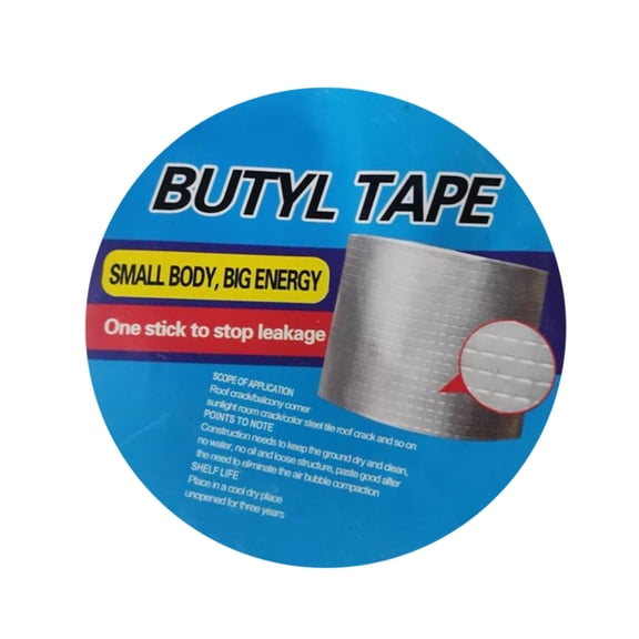 M Buder 1.97x39.37 Inches (5cmx1m) Waterproof Butyl Tape Aluminum Foil Leakproof Sealant Caulking Material For Roof Patching, Balcony Corner, Color Steel Crack Repair, Super High Viscosity Silver
