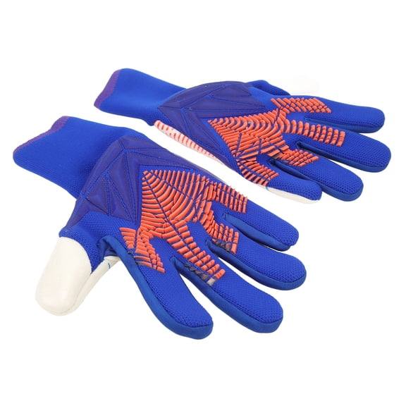 M Buder 1 Pair Goalkeeper Gloves Soccer Goalie Gloves Latex Strong Grip Breathable Comfortable Sports Gloves for Training Practice Matches Blue Size 8 for Men Women Youth