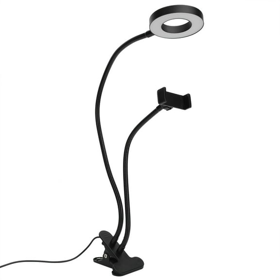 M Buder 10-Inch / 25.4 cm Dimmable LED Ring Light with Adjustable Cell Phone Holder, USB Powered Desk Lamp for Live Streaming and Makeup
