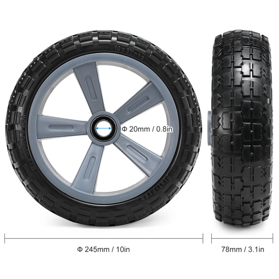 M Buder 10 Inches / 25.4 cm Puncture-Proof Kayak Trolley Tire Wheel, Universal Airless Replacement Wheel for Kayak Canoe Carrier Cart Boat Trailer with Heavy Duty 330 lbs Capacity Black