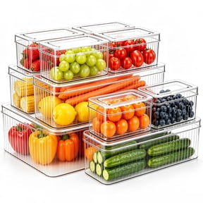 M Buder 10 PCS Fruit Storage Containers for Fridge, Food Storage Containers with Removable Colander, Leakproof Fridge Organizer Bins For Fruits, Vegetables, Snacks Keeper Fresh
