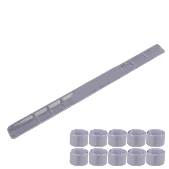 M Buder 10-Pack Reflective Arm Bands High Visibility Silicon Steel Slap Bracelet for Cycling Running Night Sports Silver