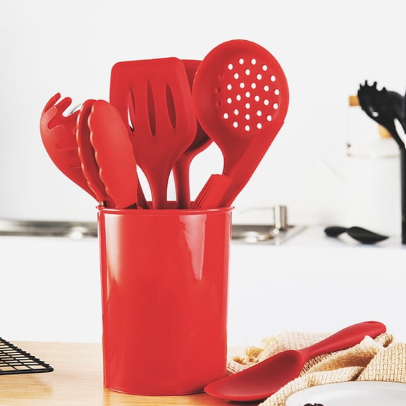 M Buder 10 Pieces Household Kitchen Non-Stick Cooking Utensils Set Silicone Spatula Cookware Red 12.8 inches / 32.5 cm