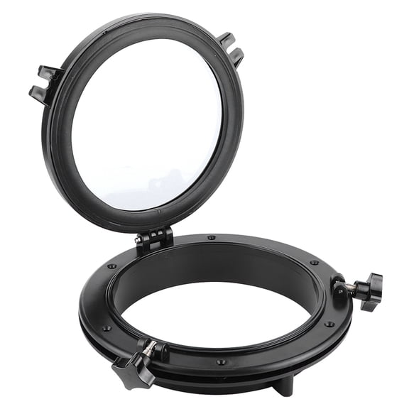 M Buder 10 inches / 25.4 cm Marine Porthole Round Black Portlight Stalinite Tempered Glass Window Universal for RV Boat Yacht