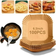 M Buder 100 PCS 6.3-inch Square Air Fryer Liners, Non-stick, Oil-proof, Waterproof Parchment Paper