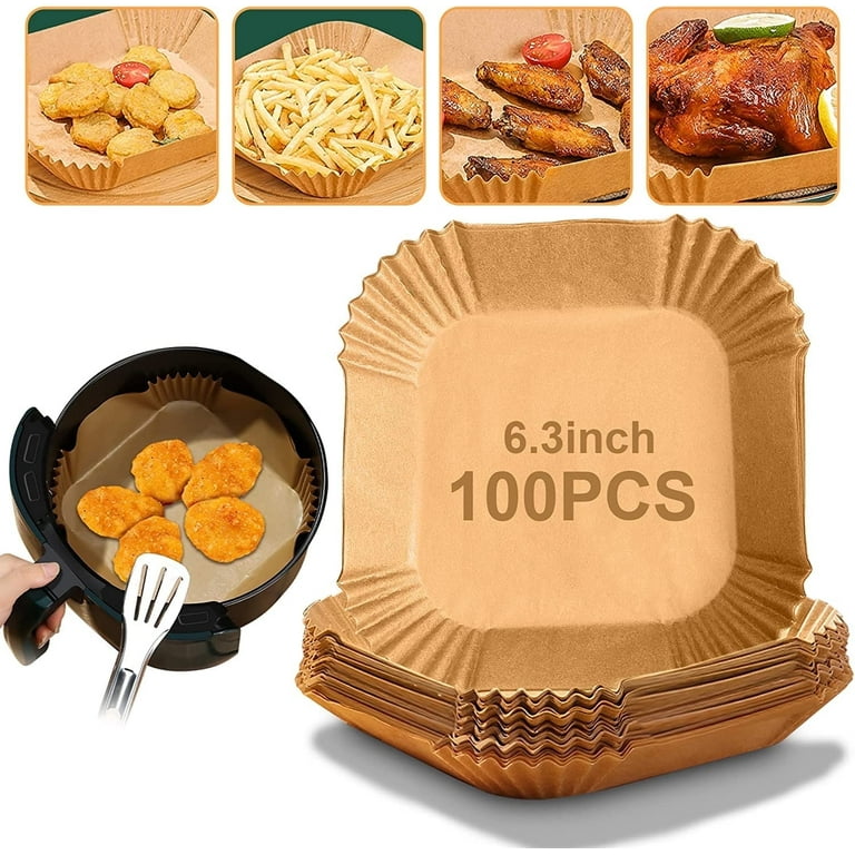 M Buder 100 PCS 6.3-inch Square Air Fryer Liners, Non-stick, Oil