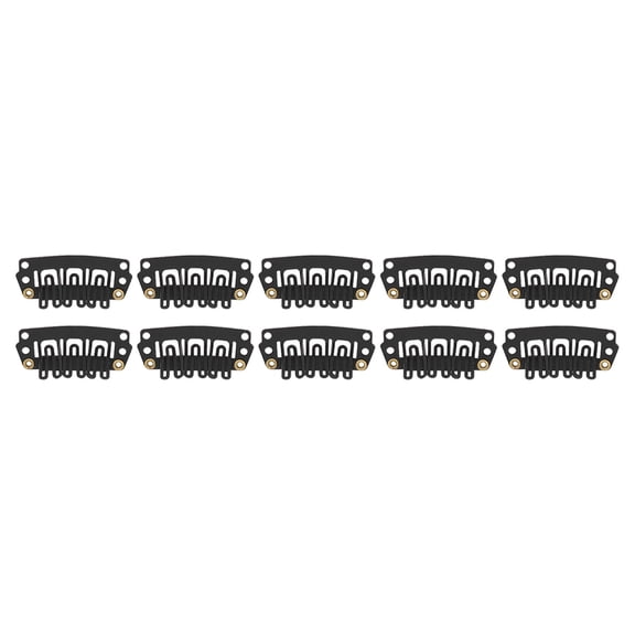 M Buder 100Pcs Black U Shape Hair Extension Snap Clips Safe 6 Teeth Wig Clips for DIY Styling, 1.1 inches / 2.8 cm