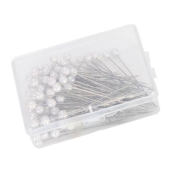 M Buder 100Pcs Pearl Pins Round Head Straight Sewing Pins, Premium Stainless Steel Positioning Needles for Wedding Floral Decoration and Dressmaking Supplies (2.6 inches / 6.5 cm)
