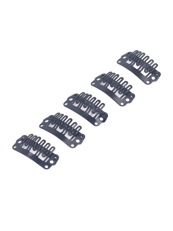 100pcs 2.3cm / 0.9in U Shape Wig Clips 6 Comb Teeth Stainless Steel Black Snap Fasteners for Hair Extensions DIY Beret Hat Fixation Accessories Invisible Non-Slip Pins Bulk