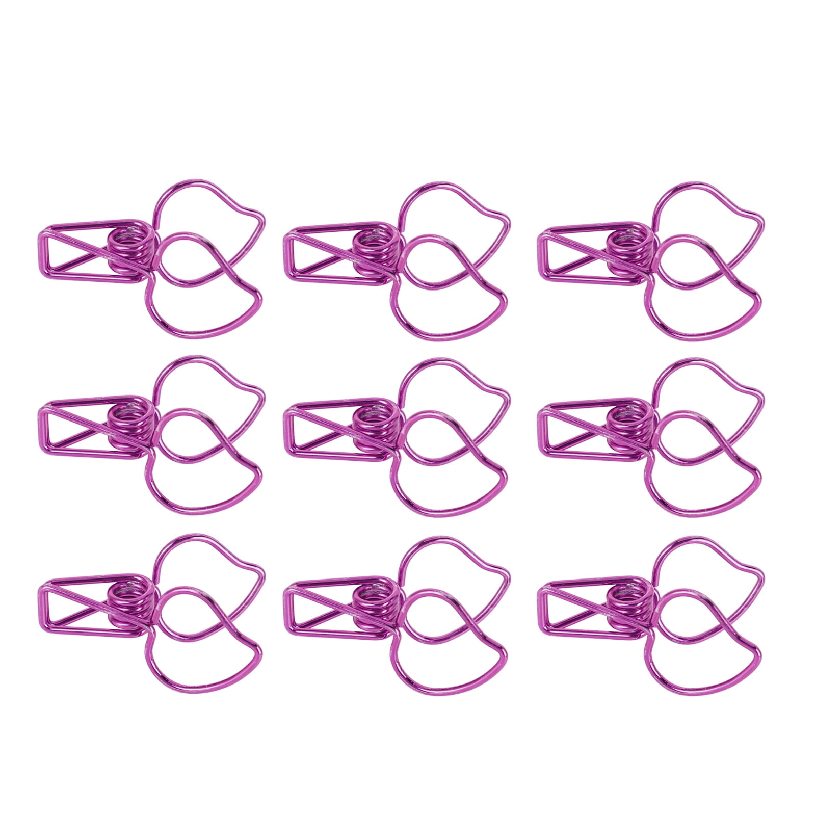 M Buder 100pcs Binder Clips Cute Cartoon Peach Shape Metal Long Tail Clips Office Account Paper Clamps, Purple (7.87 inches / 20 cm)