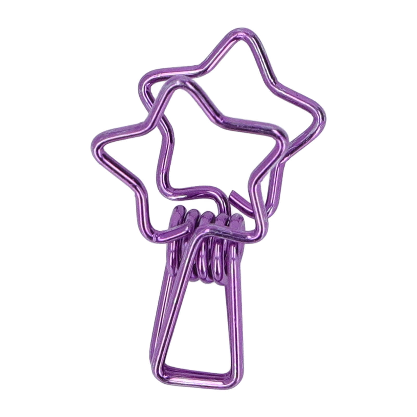 M Buder 100pcs Star Binder Clips Cute Cartoon Hollow Strong Clamping Force Sturdy Metal Paper Clamps for Office Account Tickets Purple (7.87 inches / 20 cm)