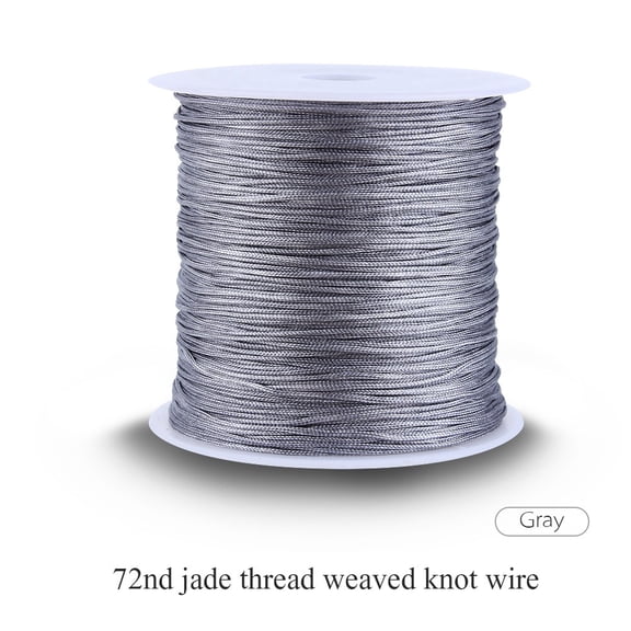 M Buder 109 Yards / 100m x 0.03 inches / 0.8mm Nylon Chinese Knot Cord Rattail Macrame Shamballa Thread String in Gray for Sewing, Knitting, and Jewelry Making, Durable DIY Crafting Supplies