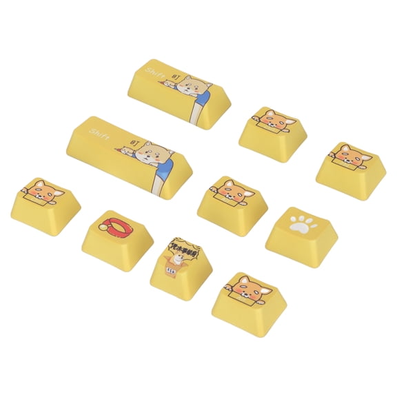 M Buder 10Pcs Custom Keycaps PBT Dye Sublimation Vibrant Color Puppy Style Wear Resistant Fadeless Durable Keyboard Keycaps