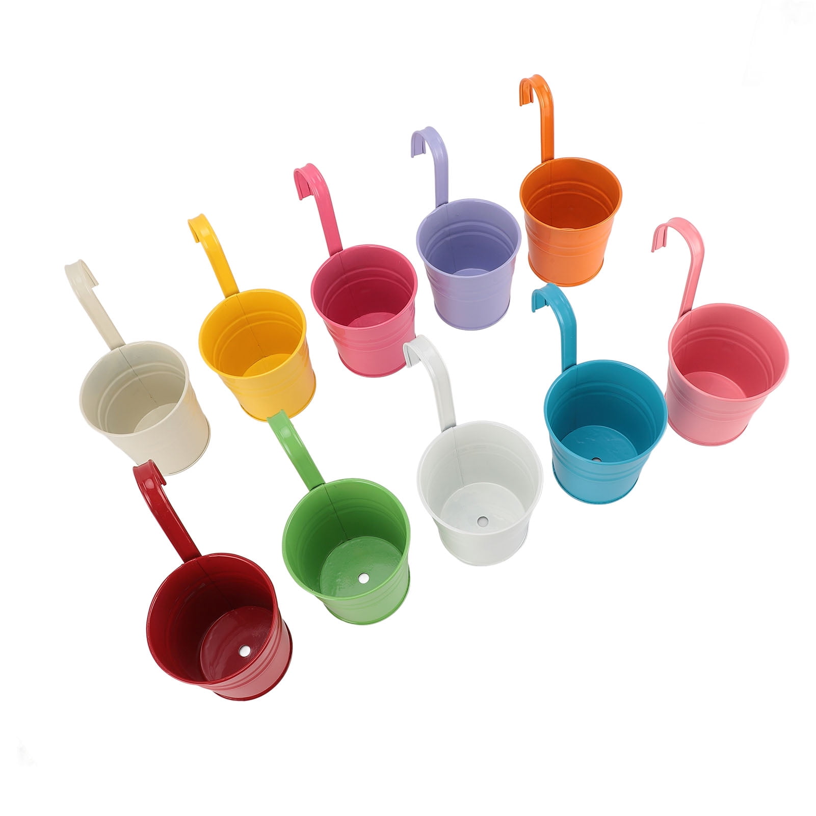 M Buder 10Pcs Hanging Flower Pots Iron Decorative Detachable Garden Planters with Drainage Holes for Indoor Outdoor Use (3.94 inches / 10 cm)
