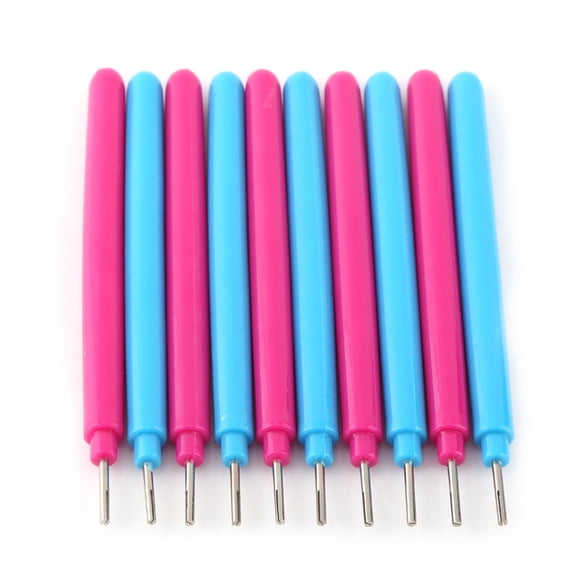 M Buder 10Pcs Plastic Slotted Paper Quilling Pens Tools Set, 5 Rose Red & 5 Blue DIY HandCraft Curling Tool for Scrapbooking and Papercrafts