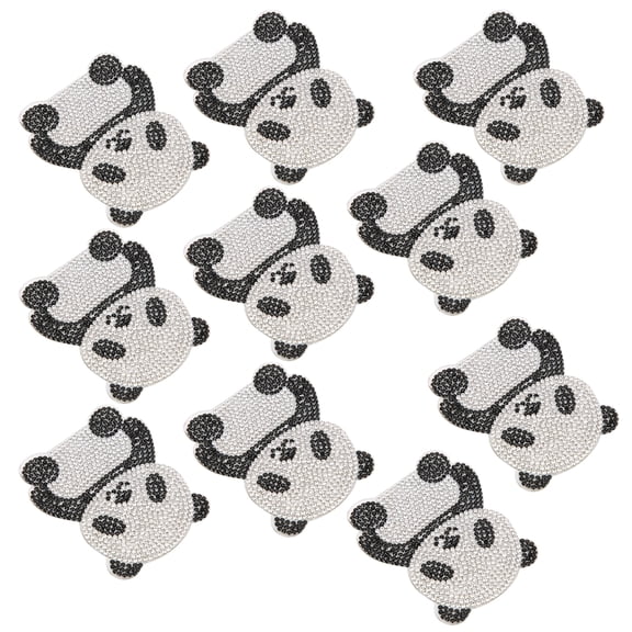 M Buder 10Pcs Rhinestone Panda Patch Iron On Crystal Applique Cartoon Animal Decoration for DIY Craft, Clothing, Backpacks, Hats, and Jackets, 10 Count, Colorful Glass Rhinestones