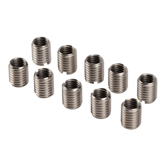 M Buder 10Pcs Stainless Steel Thread Inserts Reducing Nut Repair Tool, Female M10 x 1.5mm to Male M12 x 1.75mm, Length 15mm (0.6 inches), Fastener Hardware with Bottom Hole for Metal