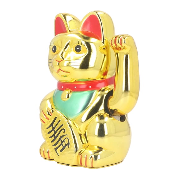 M Buder 10inch Waving Fortune Lucky Cat Cute Fortune Cat Statue Decoration for Home Desktop Gold