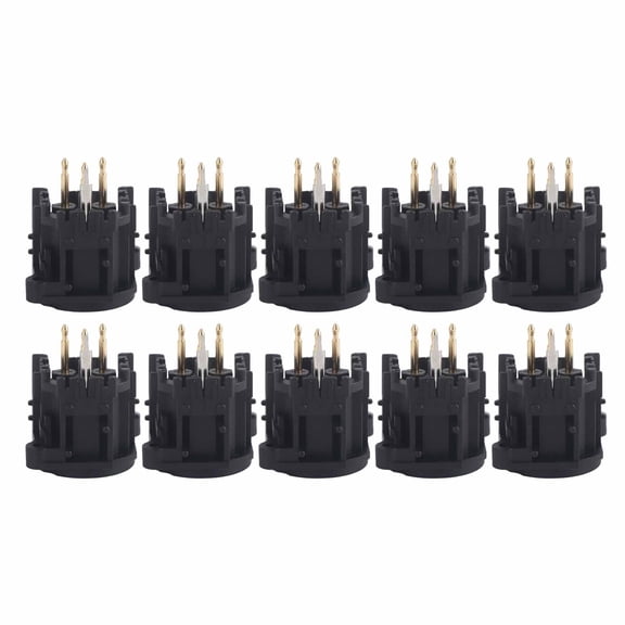 M Buder 10pcs 3-Core XLR Male Socket Audio Connector Chassis Mount with Gold-Plated Copper Contacts, Black ABS Replacement Parts for Professional Amplifier Connectors & Sound Systems (5.9 in / 15 cm)