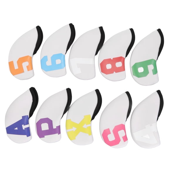 M Buder 10pcs Golf Iron Head Cover Set Waterproof Neoprene Club Headcovers with Large Color Numbers Universal Fit White