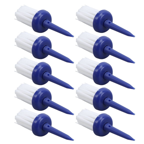 M Buder 10pcs Golf Tees Brush Type Low Resistance Consistent Height Plastic Tees for Driver Training - Blue Handle White Hair, Unbreakable & Biodegradable (3.9 inches / 10 cm)